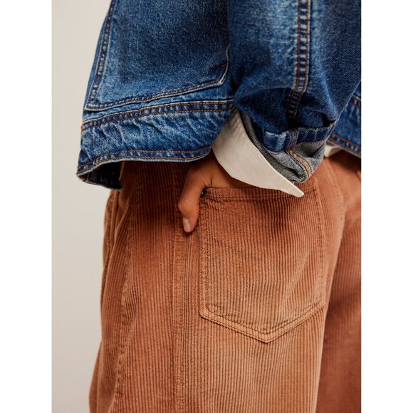 FREE PEOPLE We The Free Good Luck Cord Barrel Jeans / Emperador - Picture 5 of 6